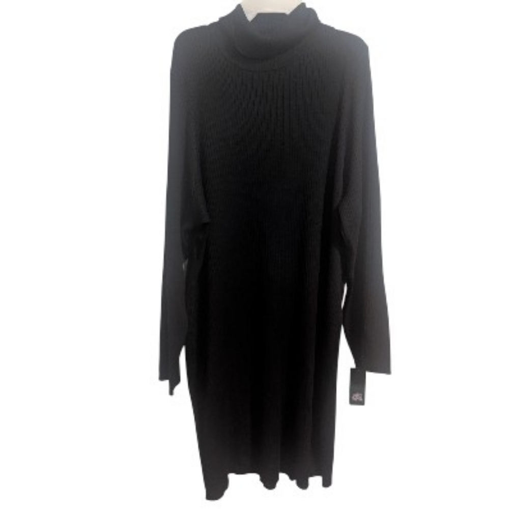Wild Fable Long Sleeve Sweater Dress 4X Black Ribbed Turtle Neck Mini W-502